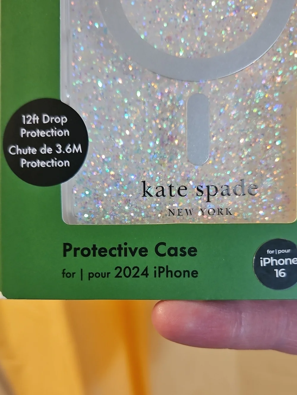 KATE SPADE Protective Case with MagSafe - IPHONE 16: Chunky Glitter: NEW